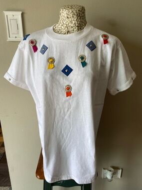 Vintage 90s Embellished Whote Tshirt